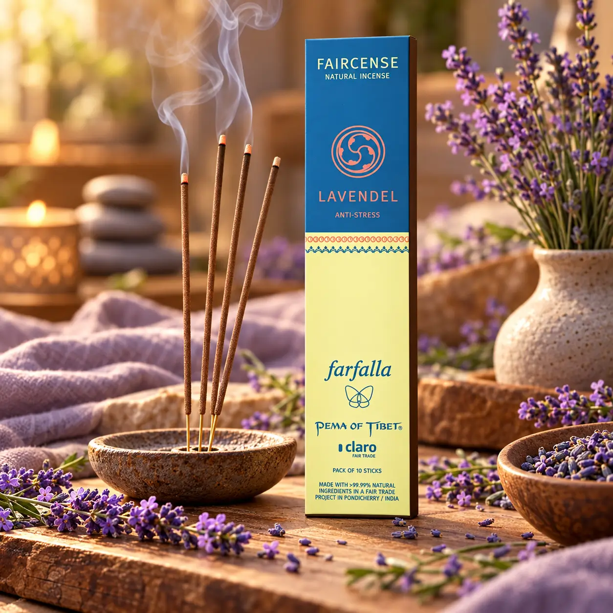 Lavendel / Anti-Stress – Faircense Räucherstäbchen – Anwendungssituation