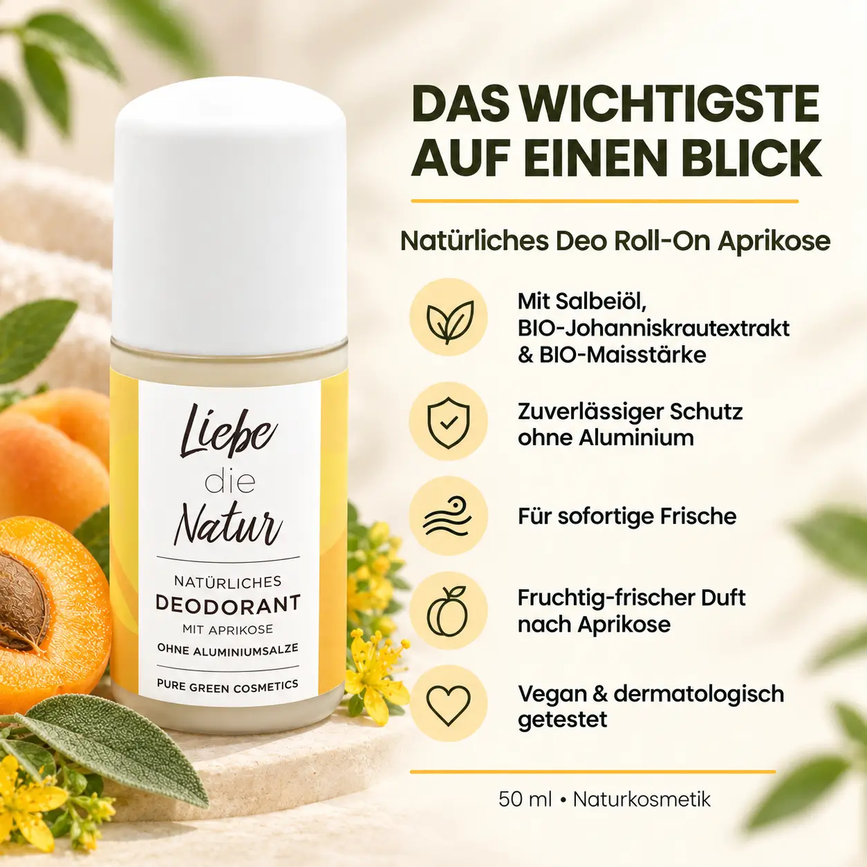 Natürliches Deo Roll-On Aprikose – Das Wichtigste auf einen Blick