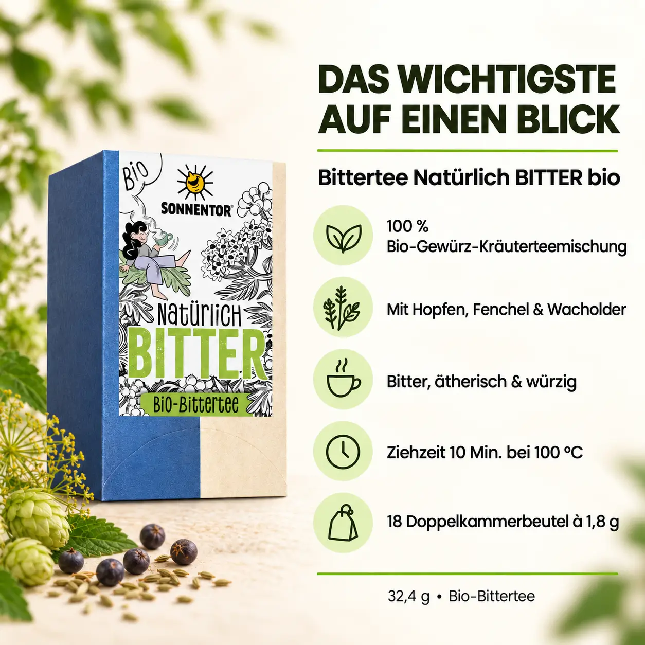 Bittertee Natürlich BITTER bio – Das Wichtigste auf einen Blick