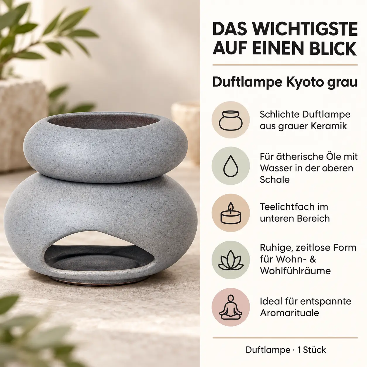 Duftlampe Kyoto grau – Das Wichtigste auf einen Blick