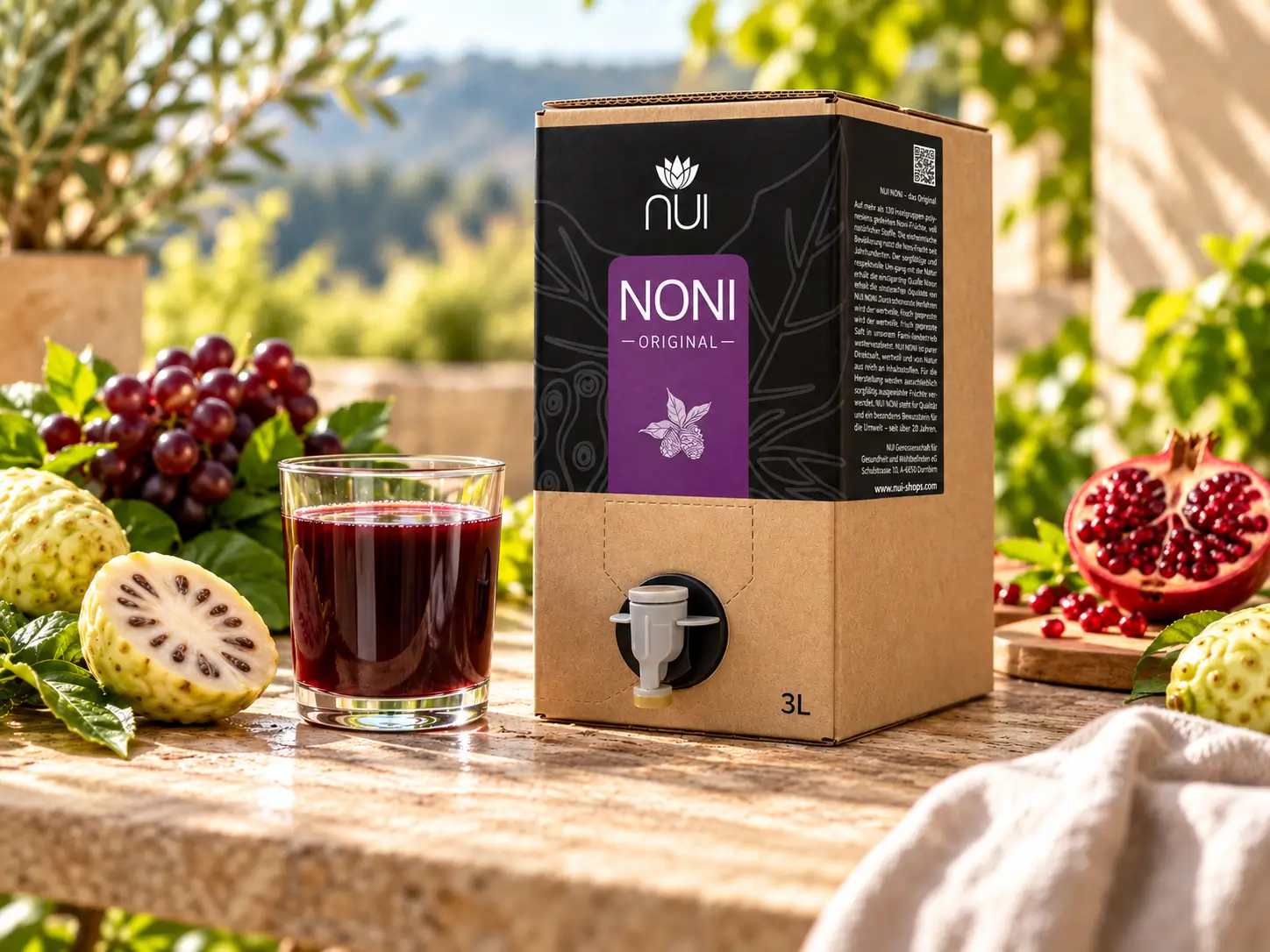 NUI NONI Original Bag-in-Box mit Glas
