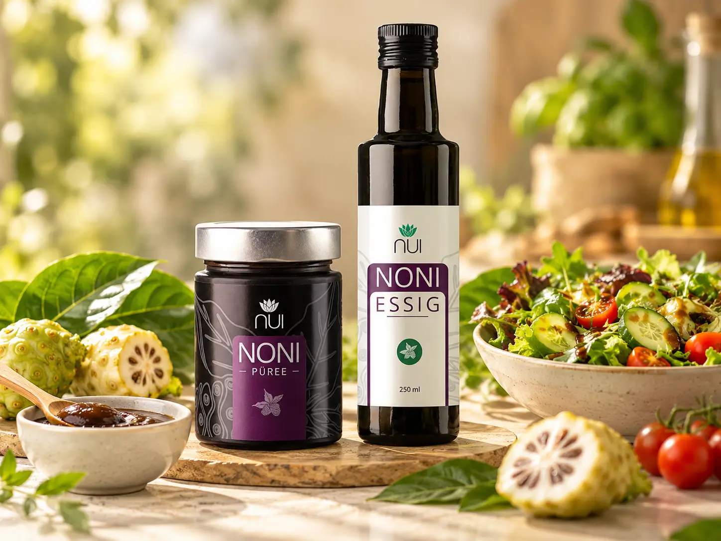 NUI NONI Püree und NUI NONI Essig